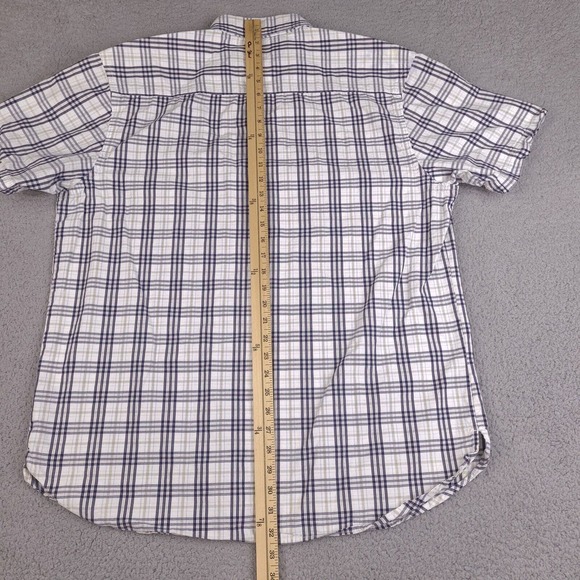 Ecko Unltd Shirt Mens XL White Plaid Button Down‎ Classic Material Short Sleeve - Picture 11 of 13